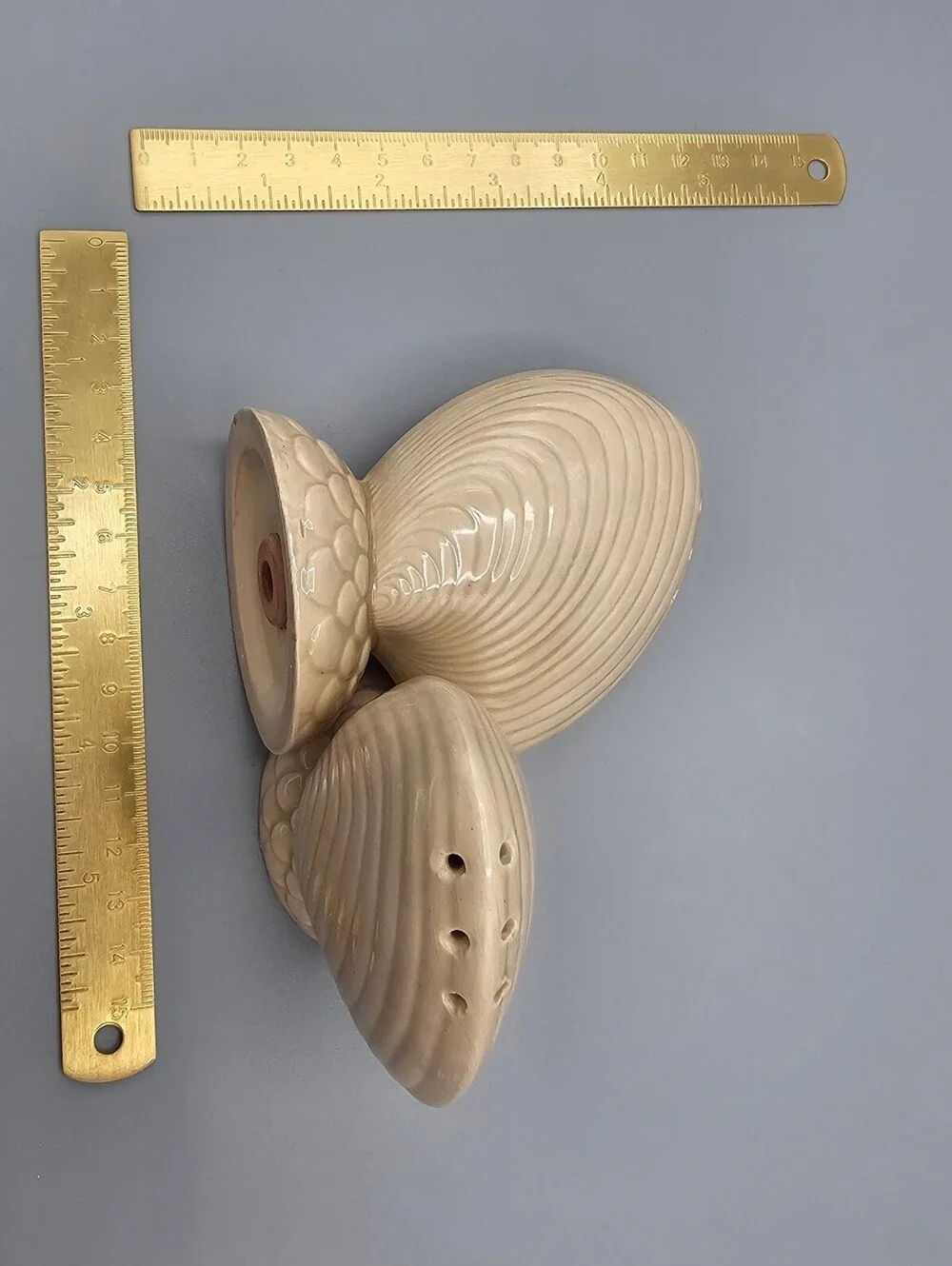 Vintage Ceramic Seashell Salt and Pepper Shakers Set